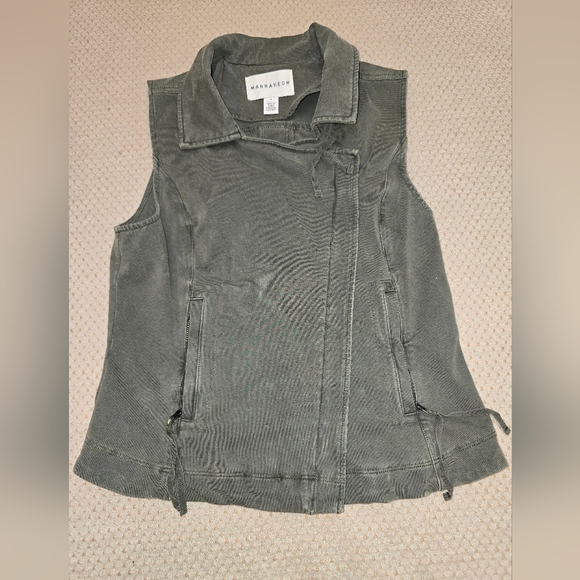 Anthropologie Marrakech Women's Small Green Moto Vest Zip Front - Picture 3 of 11